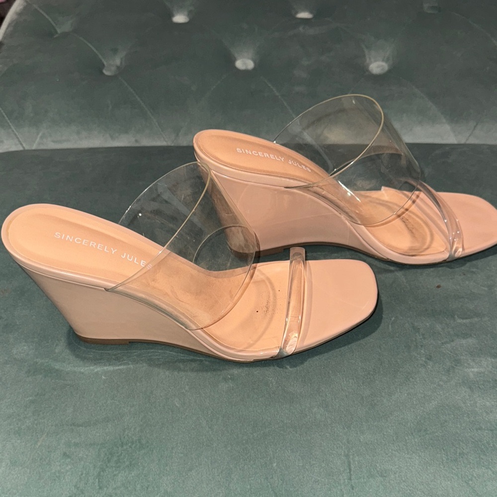Simplicity Beige Transparent Strap Wedges - image 3